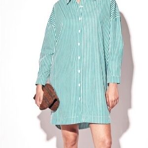Deluc Solar Green Striped Shirt Dress xs